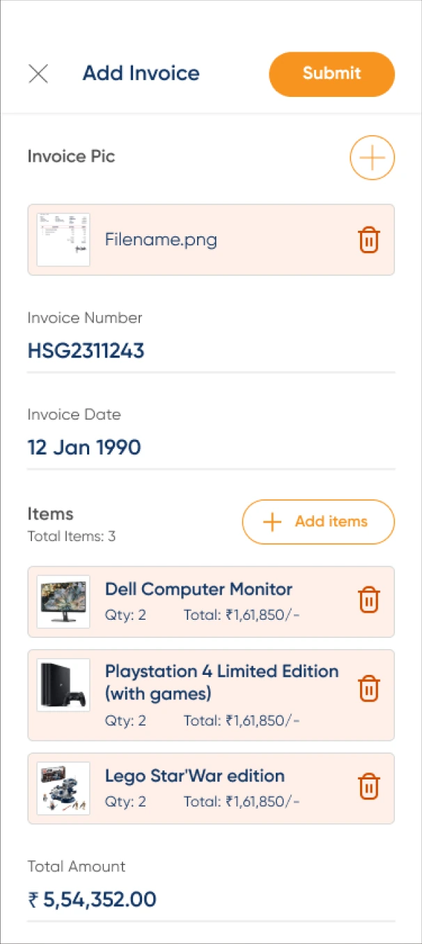 Add invoice form