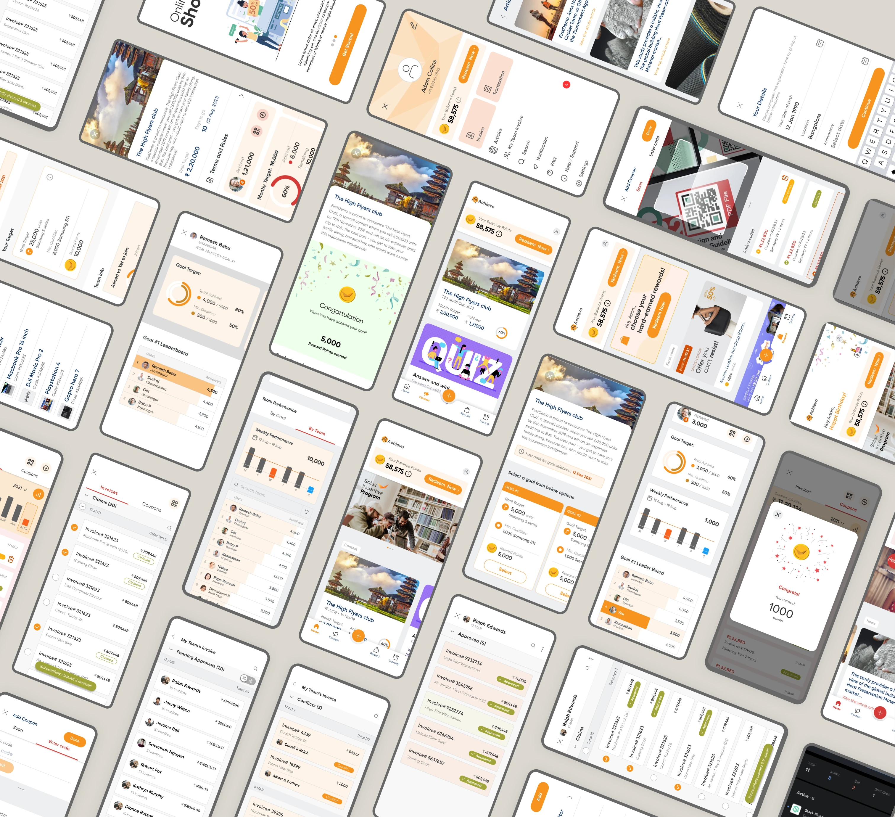 A tilted grid of Channel Smart mobile screens