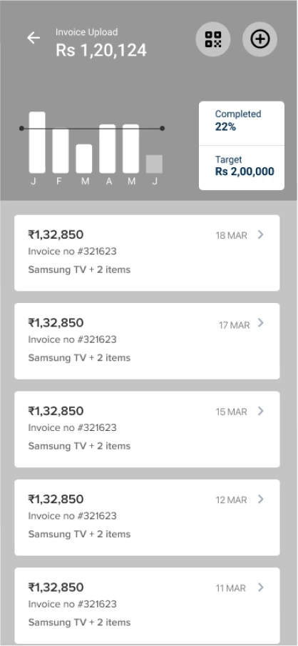 Wireframe: Invoice upload with monthly progress
