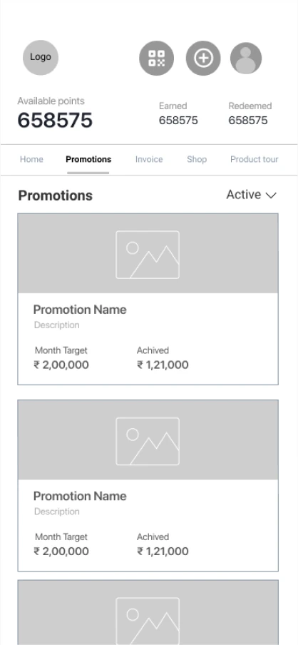 Wireframe: Promotions list