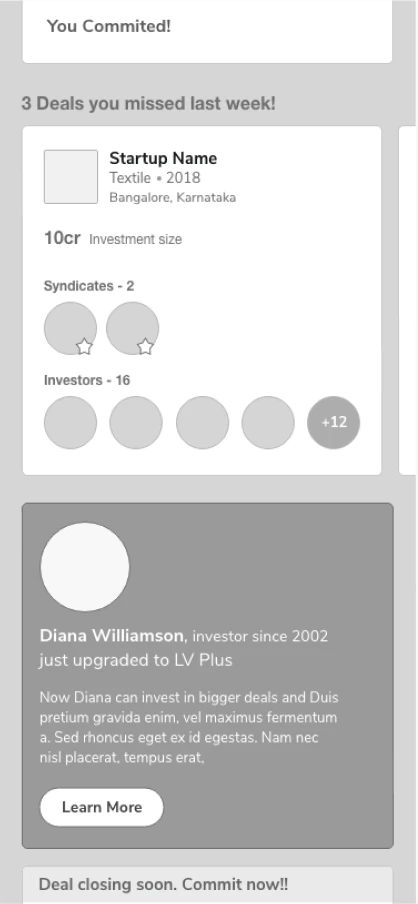 Wireframe: Deals feed