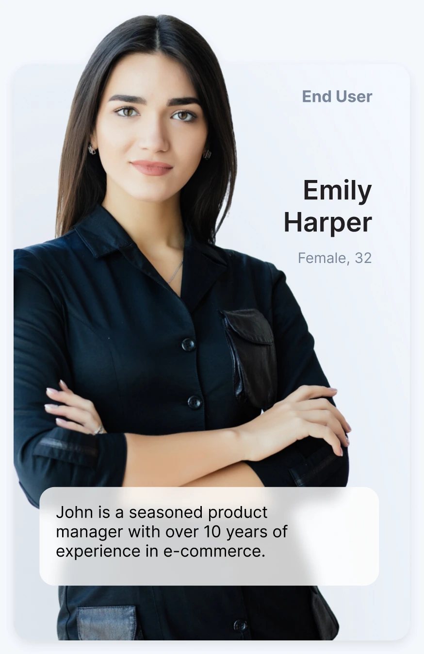 End user persona Emily Harper, female, 32