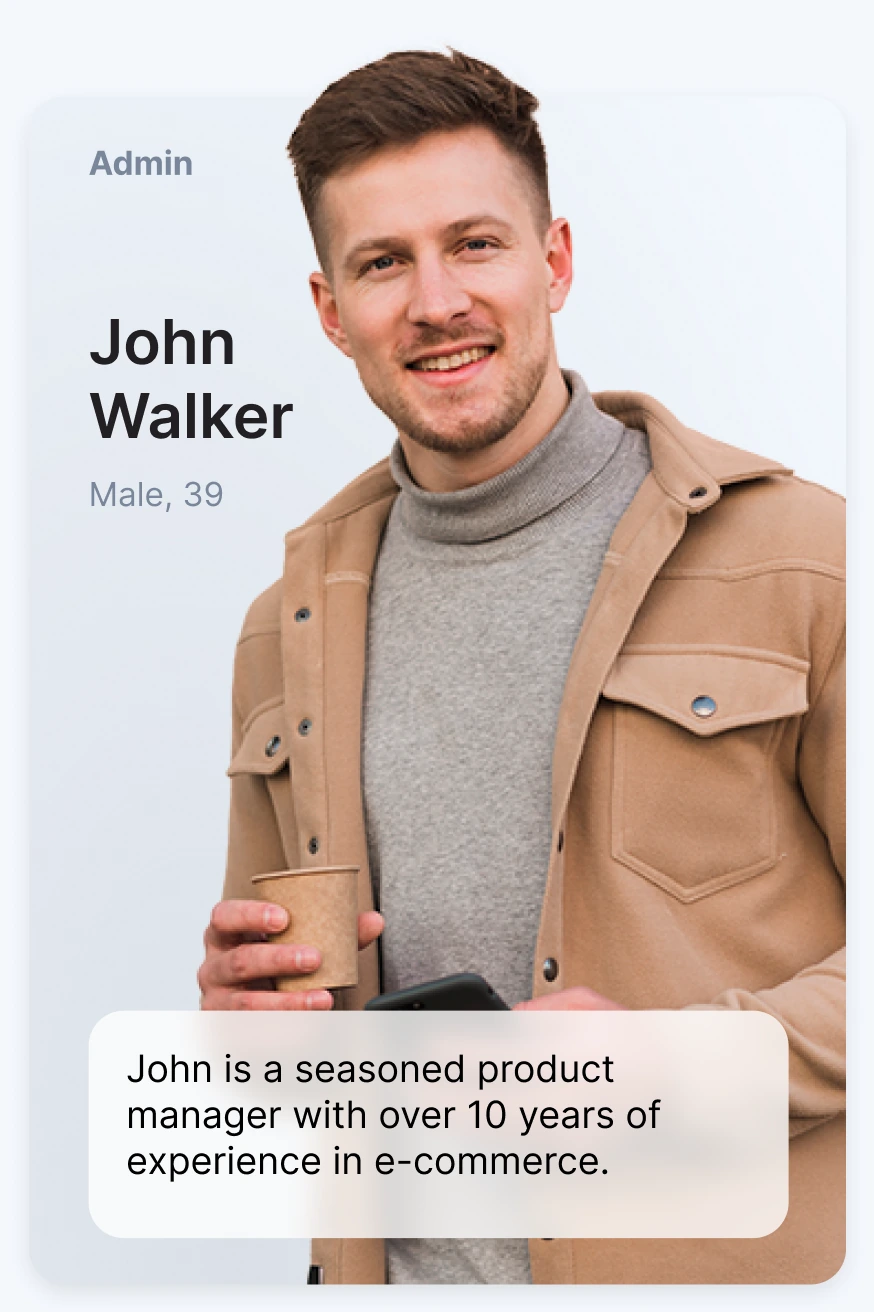 Admin persona John Walker, male, 39