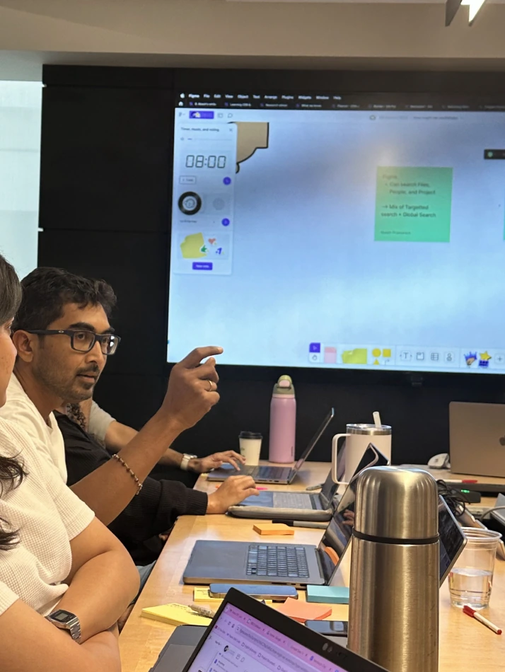 The team reviewing wireframes together