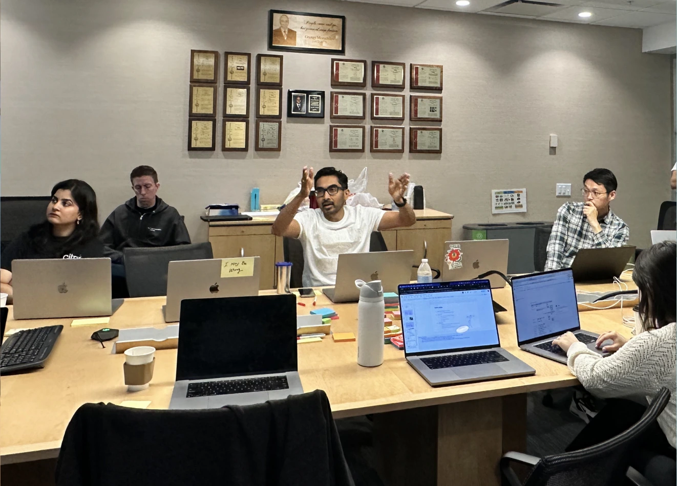 The team reviewing wireframes together