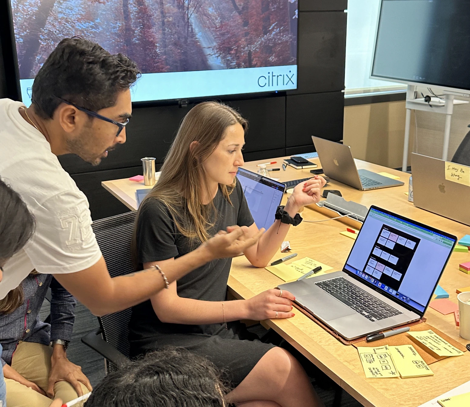 The team reviewing wireframes together