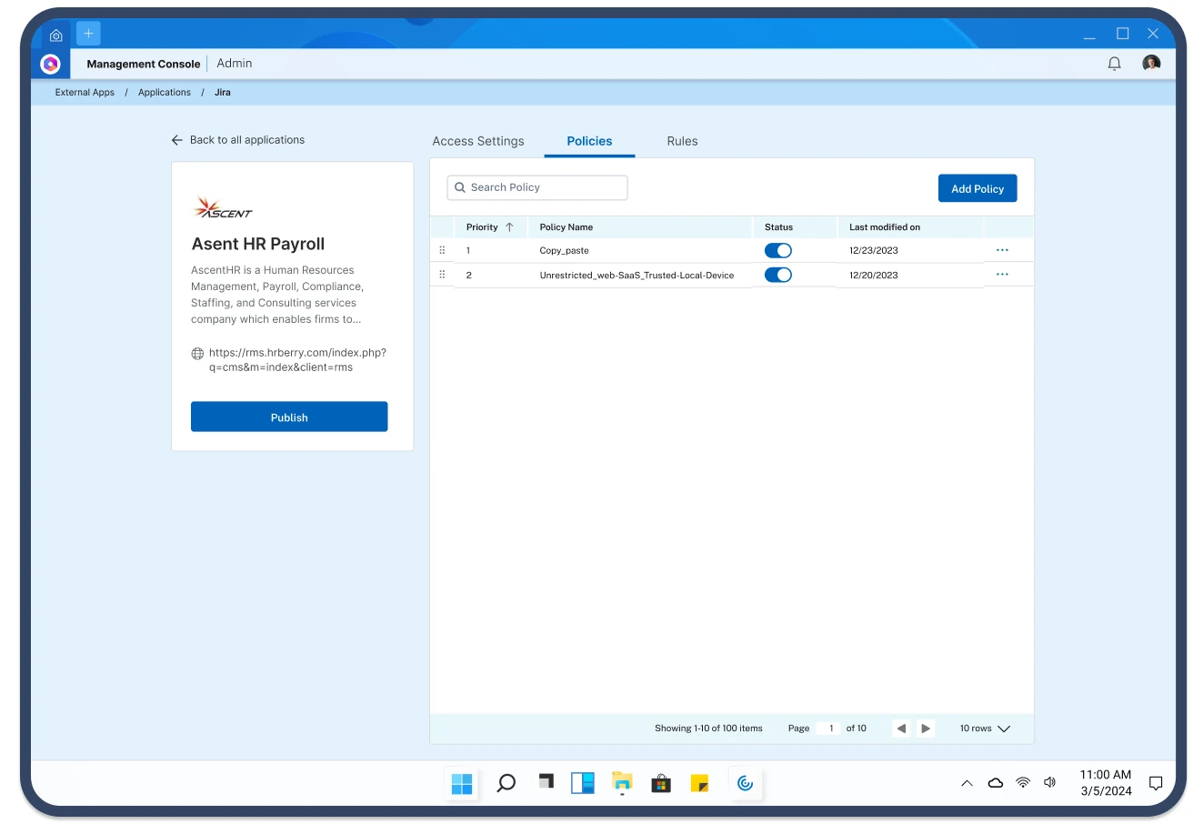 Ascent HR Payroll access settings