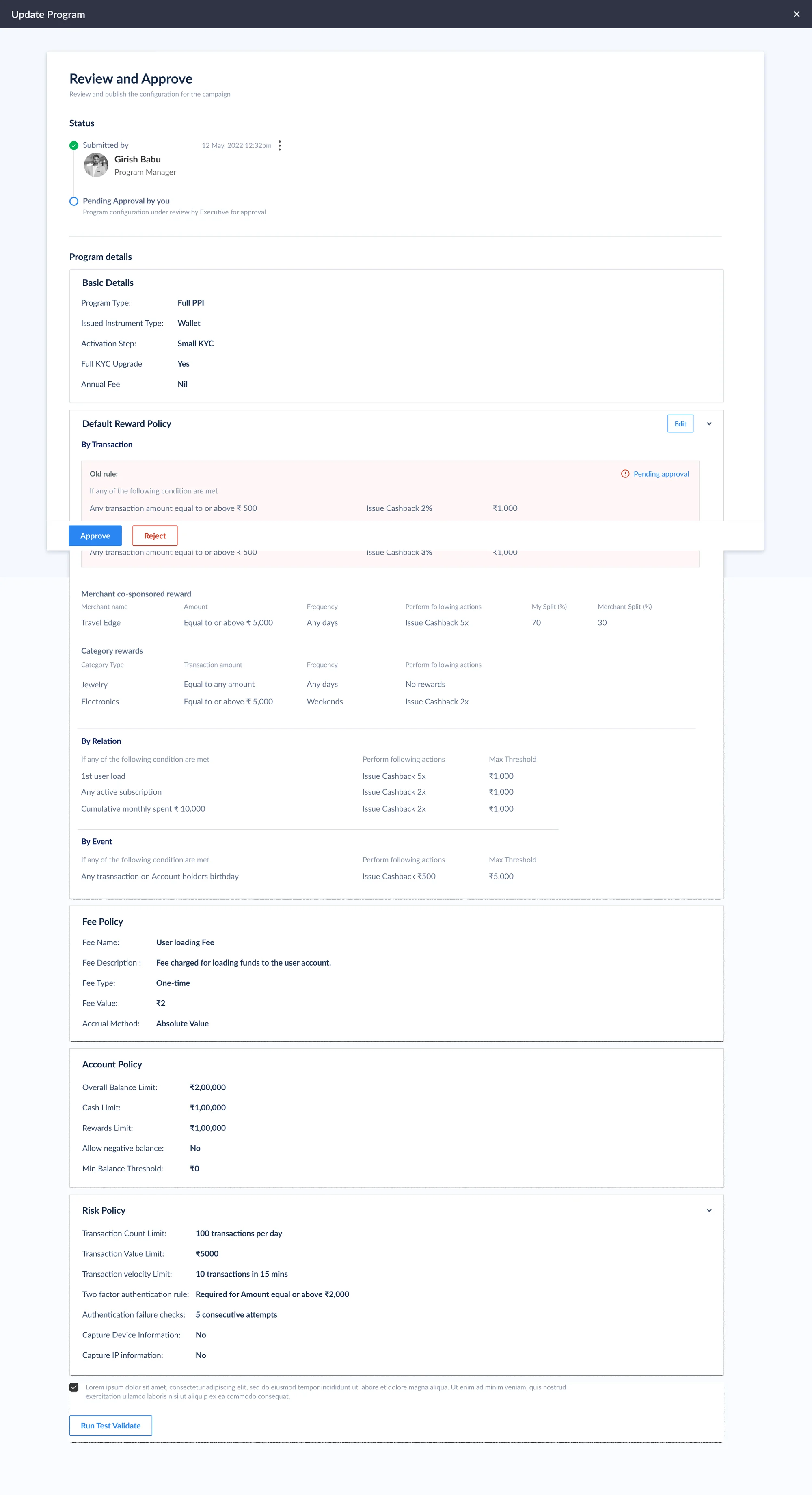 Review and approve the program update