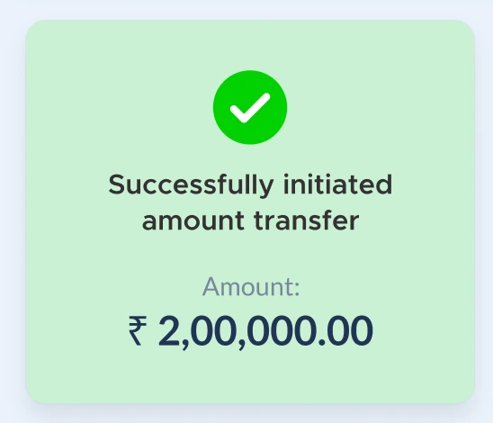Successfully initiated amount transfer