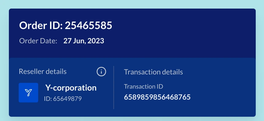 Order ID 25465585 card