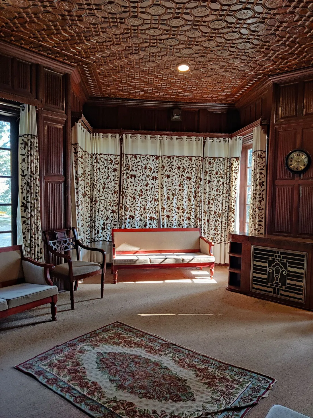 A heritage carved wooden ceiling