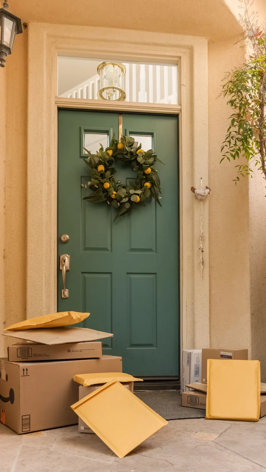 A delivery arriving at the door