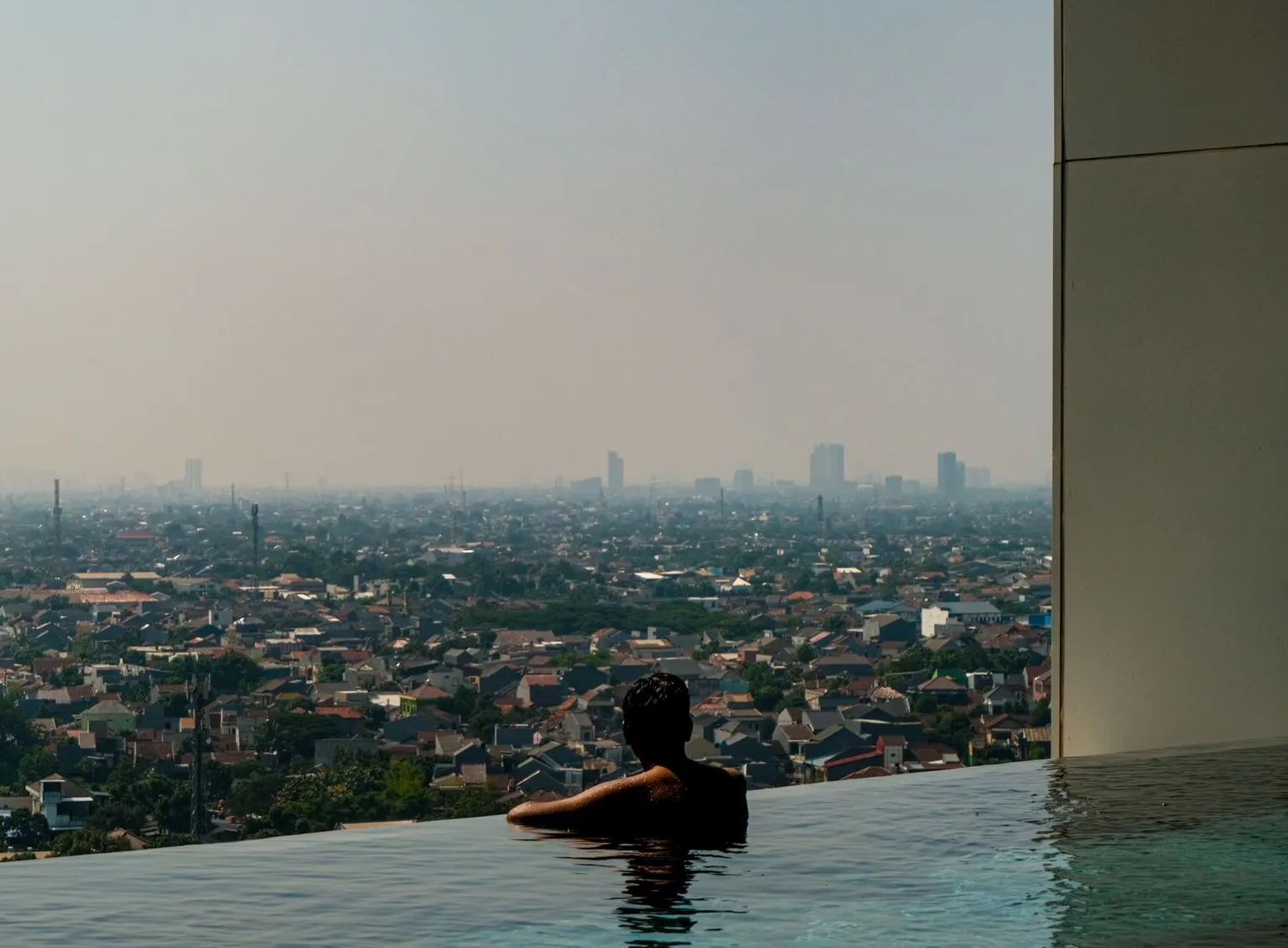 An infinity pool overlooking the city